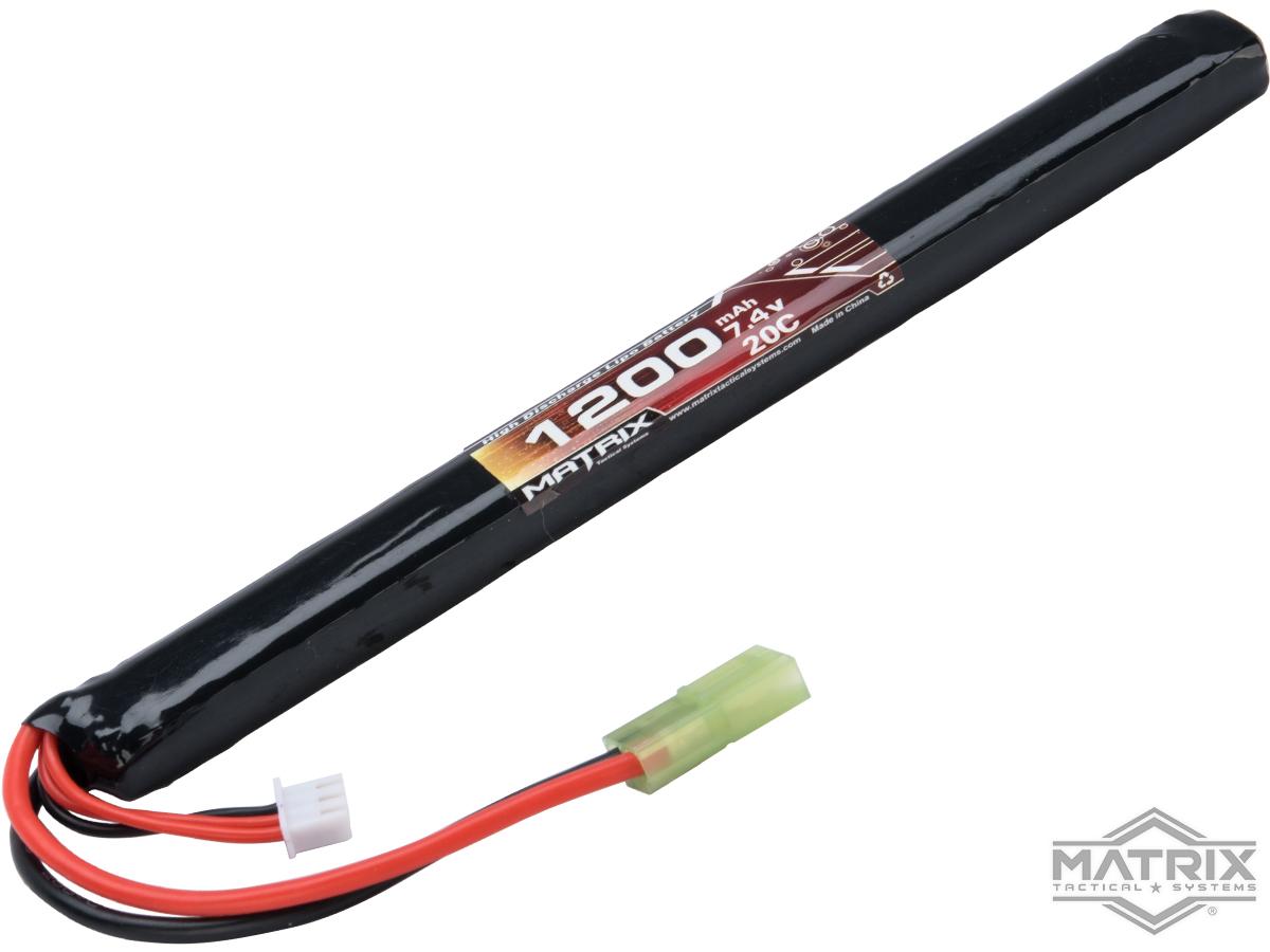 Matrix High Performance 7.4V Stick Type Airsoft LiPo Battery (Model: 1200mAh / 20C / Long / Small Tamiya & Short Wire)