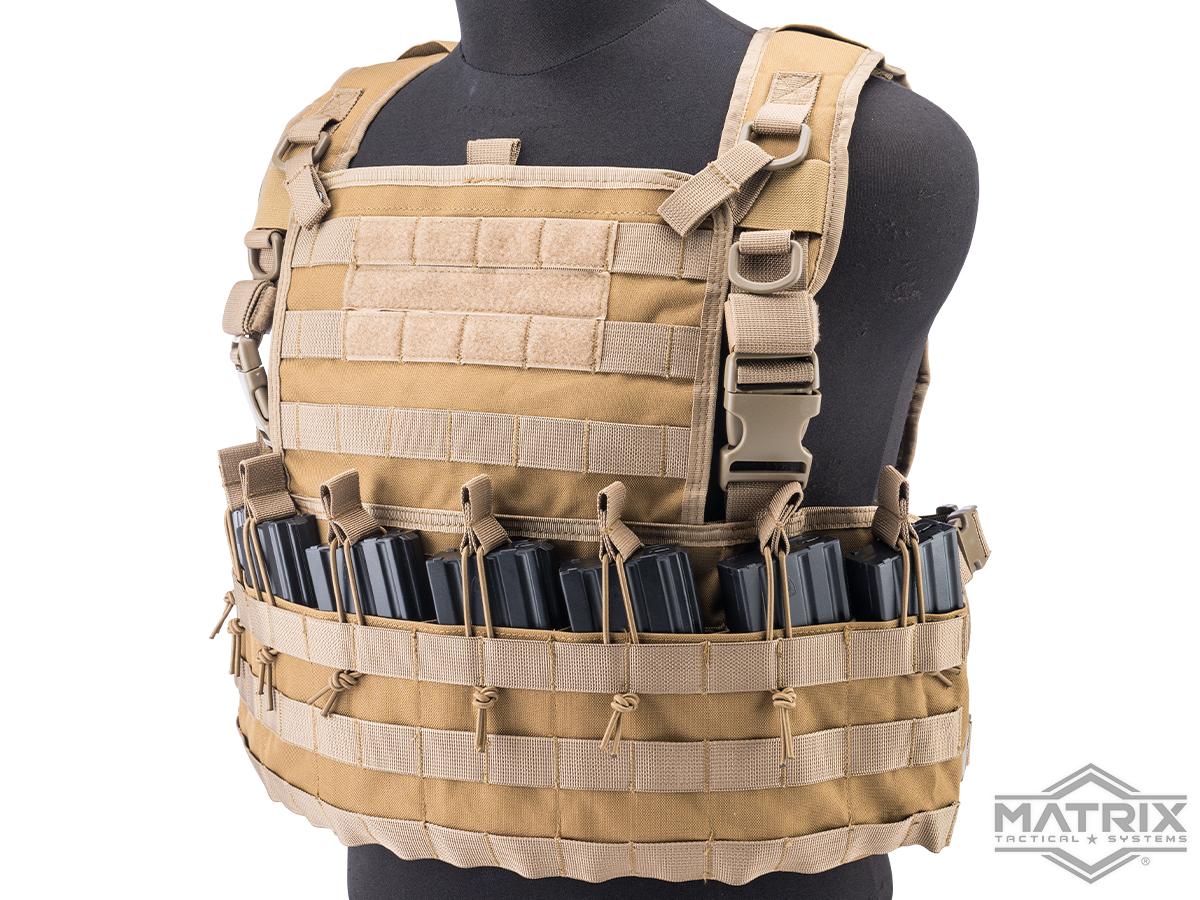 Matrix Modular MOLLE Chest Rig / Plate Carrier w/ Integrated Mag Pouches  (Color: Tan)