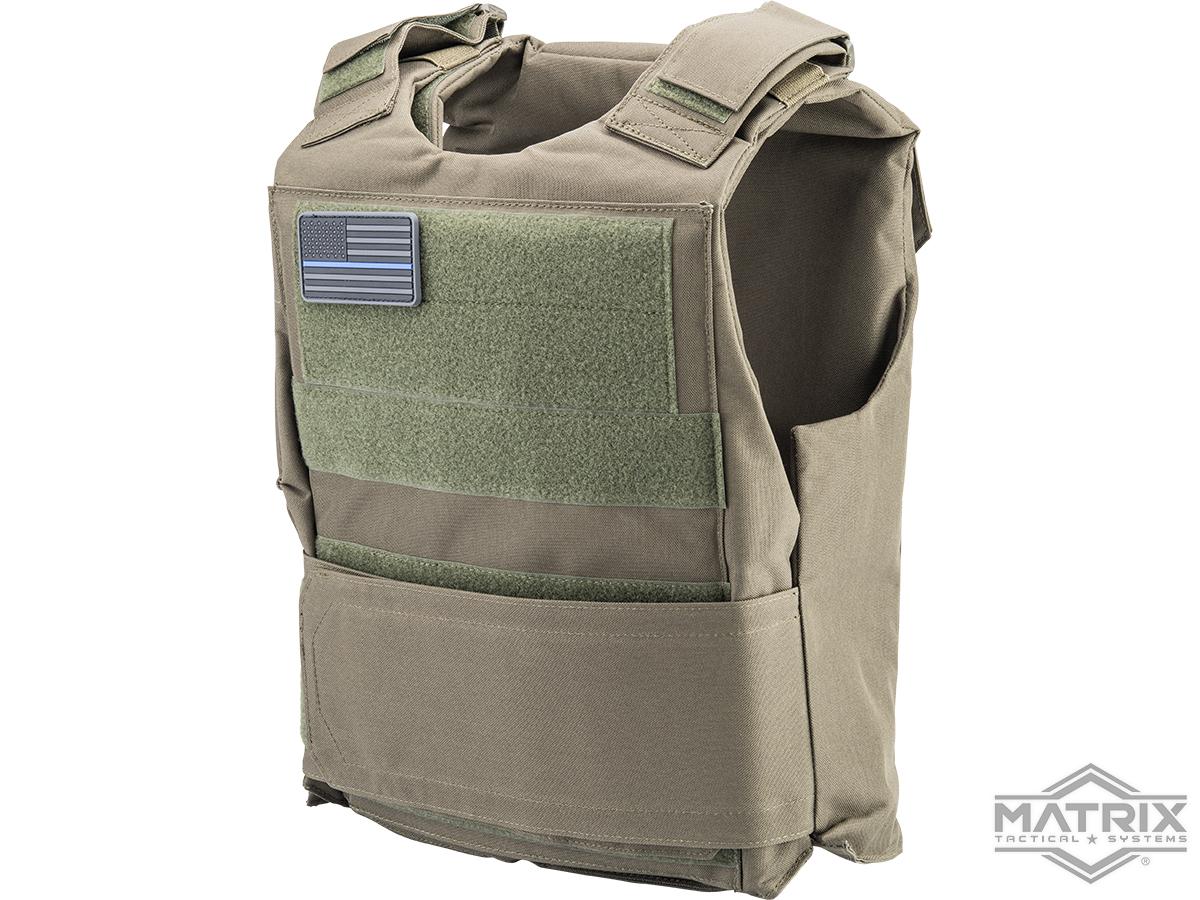 Matrix Heavy Duty Slick Body Armor Vest w/ Loop Patch Panel (Color: Ranger  Green)