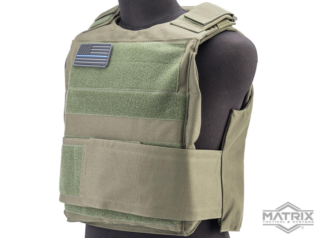 Matrix Heavy Duty Slick Body Armor Vest w Loop Patch Panel Color Ranger Green Tactical Gear Apparel Body Armor Vests Evike Airsoft Superstore