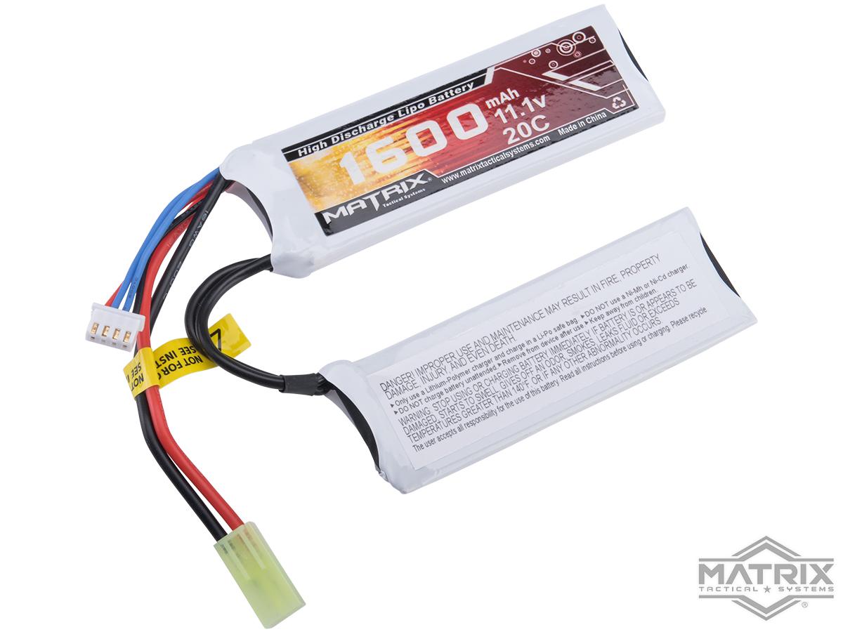 Matrix 11.1V 20C 1600mAh High Performance Airsoft Li-Poly Battery Pack (Nun-Chuck)