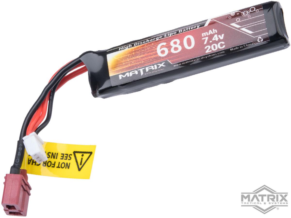 Matrix 7.4v 680mAh LiPo Battery for CYMA AEP Airsoft Guns (Model: Standard Deans)