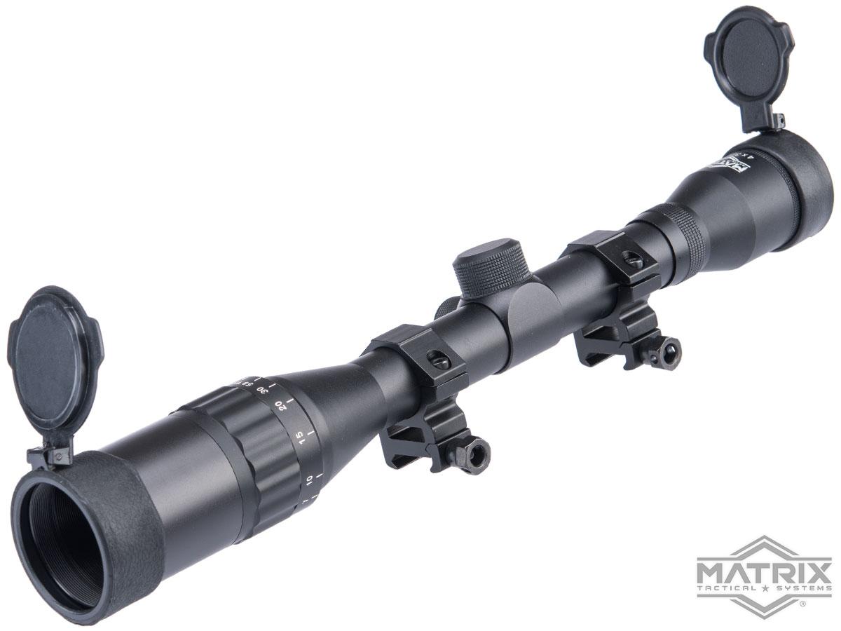Matrix 4x32 AO & Mil-Dot Reticle Range Estimating Rifle Scope w/ Scope Rings (Color: Black)
