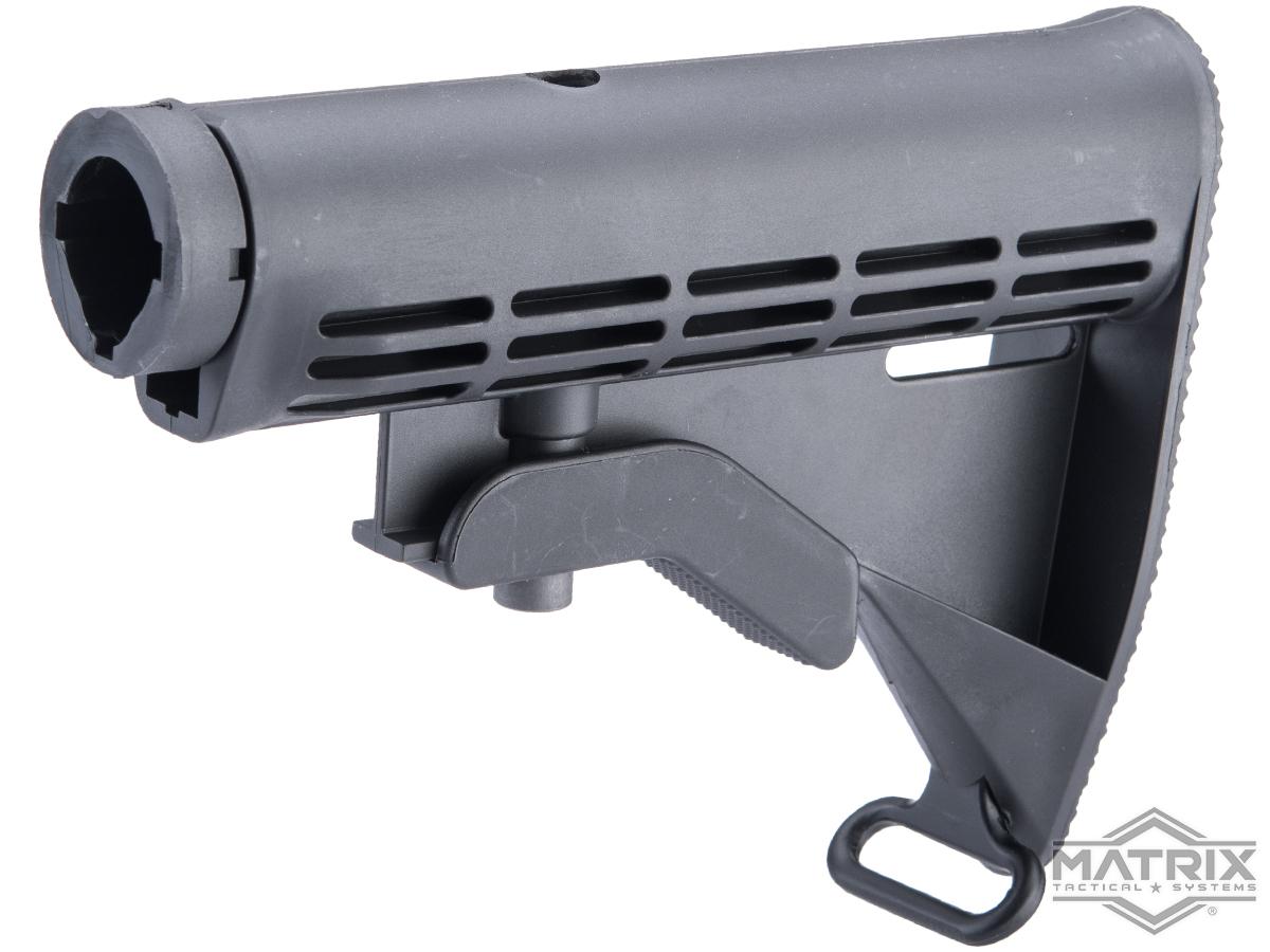 Matrix M4 Retractable LE Stock for M4 Series Airsoft Rifles (Color: Black / +AEG Buffer Tube)