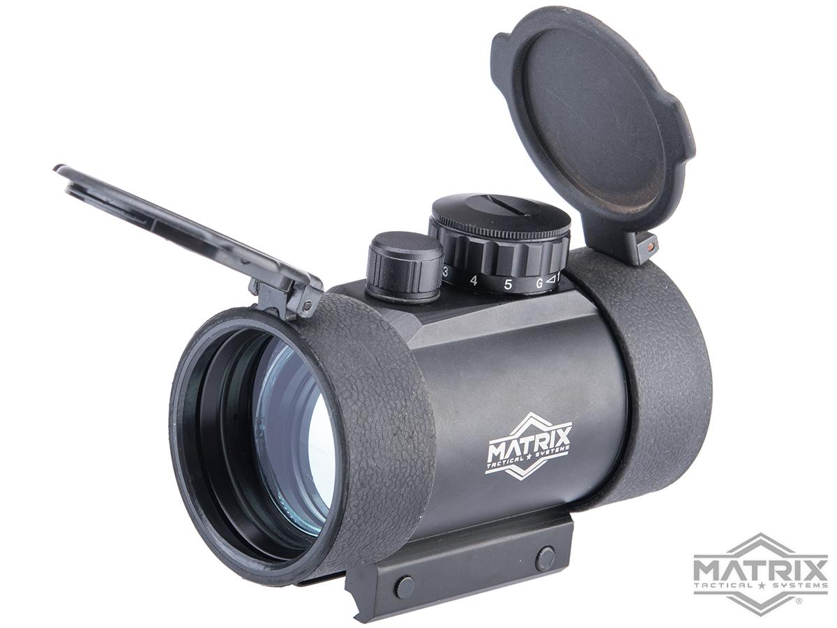 Matrix 1x50 Military Style Illuminated Red / Green Dot Sight Scope w/ QD Weaver Base & Flip-Up Lens Caps