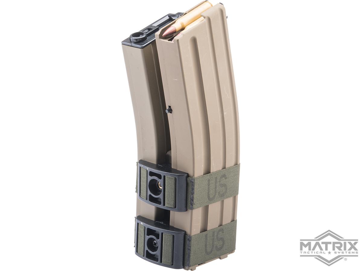 Matrix Electric Auto Winding Dual Mag for M4 M16 Series Airsoft AEG (Model: 1300 Round / Button / Tan)
