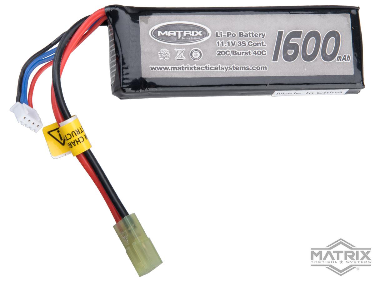 Matrix High Performance 11.1V Brick Type Airsoft LiPo Battery (Model: 1600mAh - 15C / Small Tamiya)