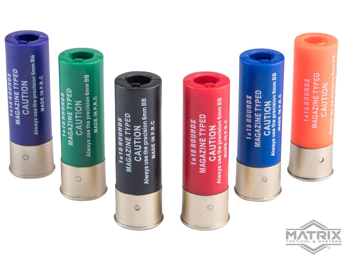 Matrix 15 Round Shotgun Shell Magazines for Spring Powered Airsoft Shotguns (Color: Assorted / Pack of 6)