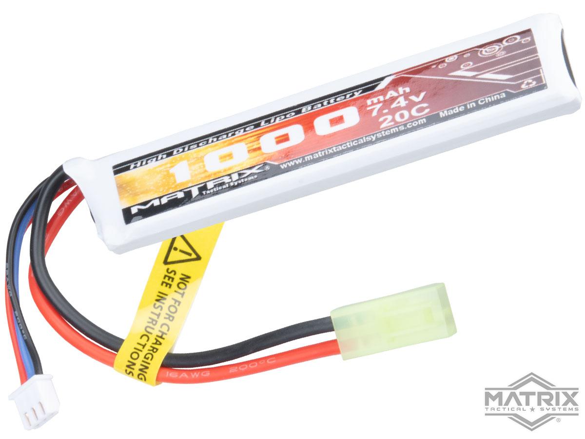 Matrix High Performance 7.4V Stick Type Airsoft LiPo Battery (Model:  1000mAh / 20C / Small Tamiya & Long Wire)