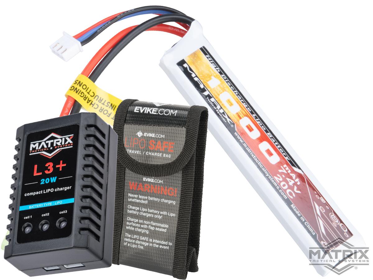 Matrix High Performance 7.4V Stick Type Airsoft LiPo Battery (Model:  1000mAh / 20C / Small Tamiya & Long Wire)