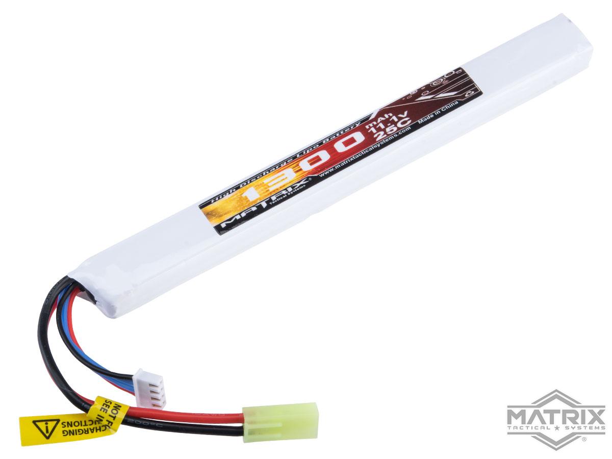 Matrix High Performance 11.1V Stick Type Airsoft LiPo Battery (Model: 1300mAh - 25C / Small Tamiya)