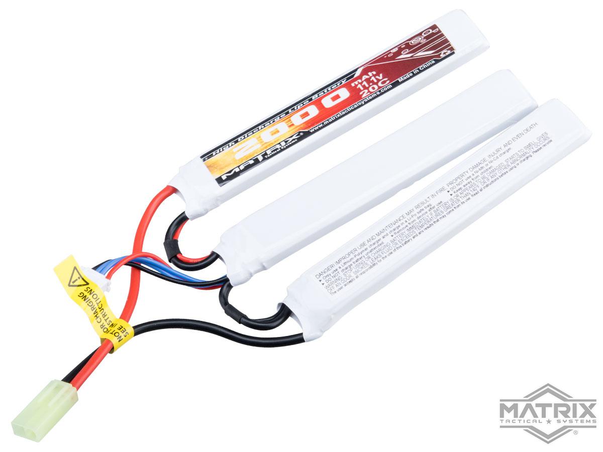 Matrix High Performance 11.1V Butterfly Type Airsoft LiPo Battery (Model: 2000mAh - 20C / Small Tamiya & Long Wire)