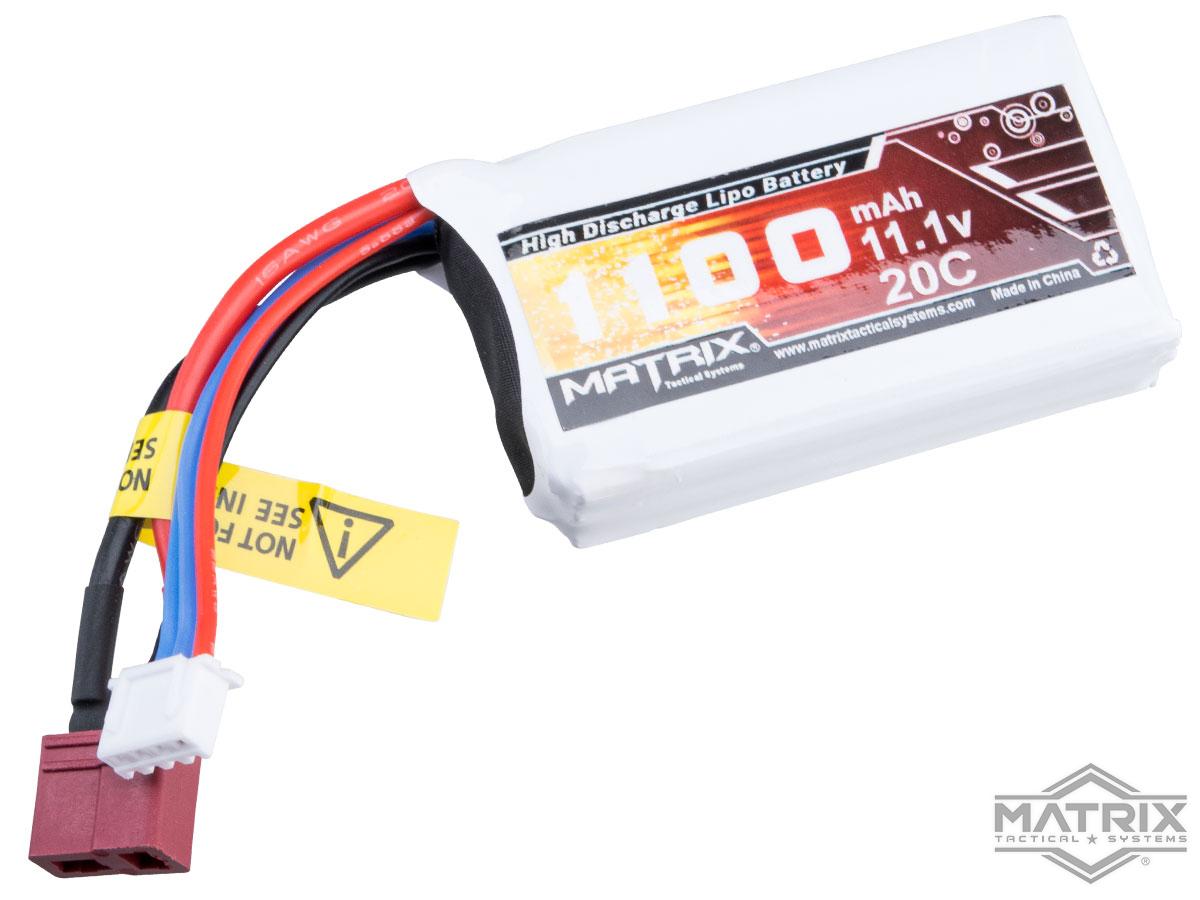 Matrix High Performance 11.1V PEQ Type Airsoft LiPo Battery (Model: 1100mAh - 15C / Deans & Short Wire)