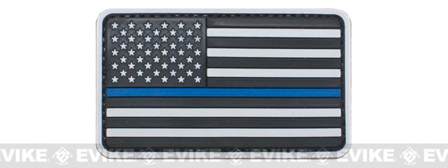 US Flag PVC Hook and Loop Rubber Patch (Color: Regular / Thin Blue Line)