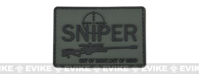 PVC Hook and Loop IFF Patch - Sniper: Out Of Sight. Out Of Mind. - Gray