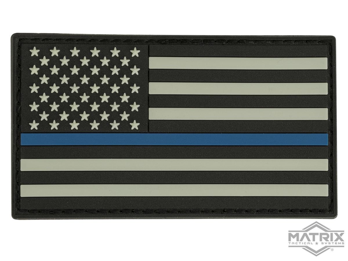 Glow in the Dark PVC Thin Blue Line American Flag Patch