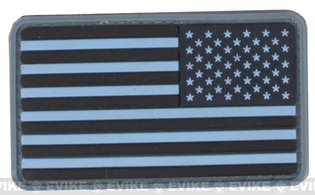 US Flag PVC Hook and Loop Rubber Patch (Color: Reverse / Navy Blue)