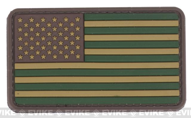 US Flag PVC Hook and Loop Rubber Patch (Color: Regular / OD Green)