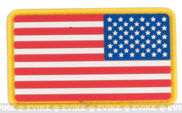US Flag PVC Hook and Loop Rubber Patch (Color: Reverse / Red White & Blue)