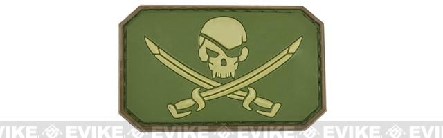 Matrix Skull and Swords PVC IFF Hook and Loop Patch (Color: OD Green)