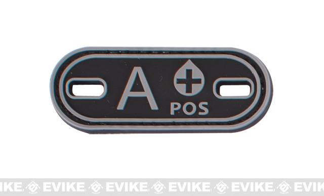 Matrix Oval Blood Type PVC Hook and Loop Patch (Type: A POS / Black)