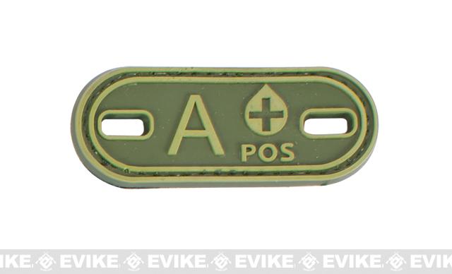 Matrix Oval Blood Type PVC Hook and Loop Patch (Type: A POS / OD Green)