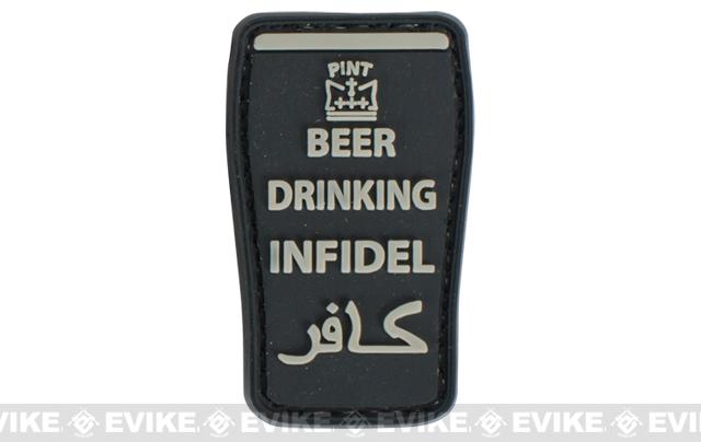 Very Tactical Beer Drinking Infidel PVC Hook and Loop Patch (Color: Black)