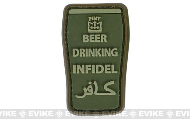 Very Tactical Beer Drinking Infidel PVC Hook and Loop Patch (Color: OD Green)