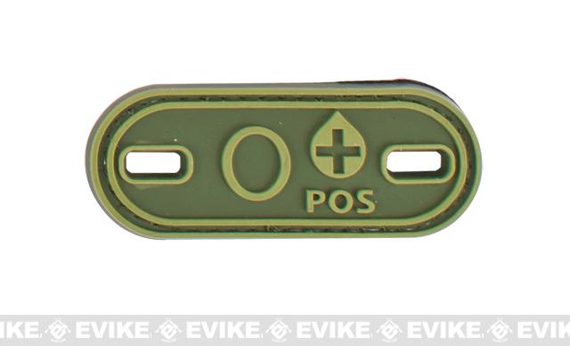 Matrix Oval Blood Type PVC Hook and Loop Patch (Type: O POS / OD Green)