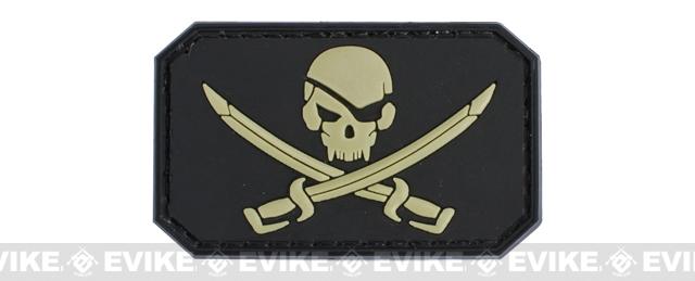Matrix Skull and Swords PVC IFF Hook and Loop Patch (Color: Black)
