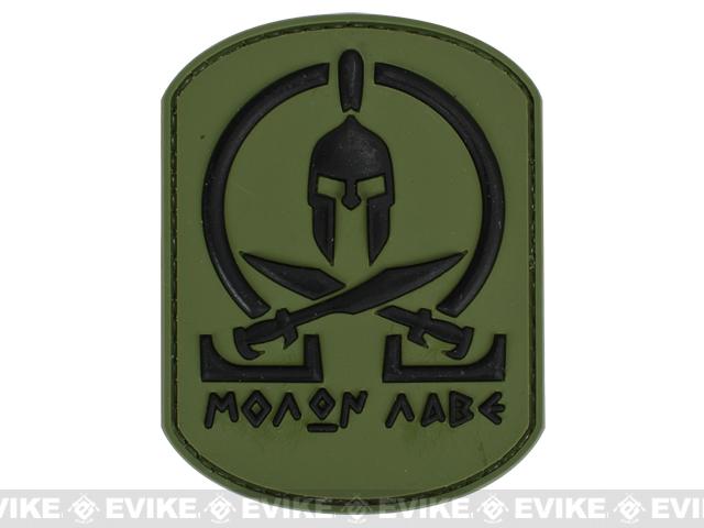 Very Tactical Molon Labe PVC Hook and Loop Patch - Green / Black