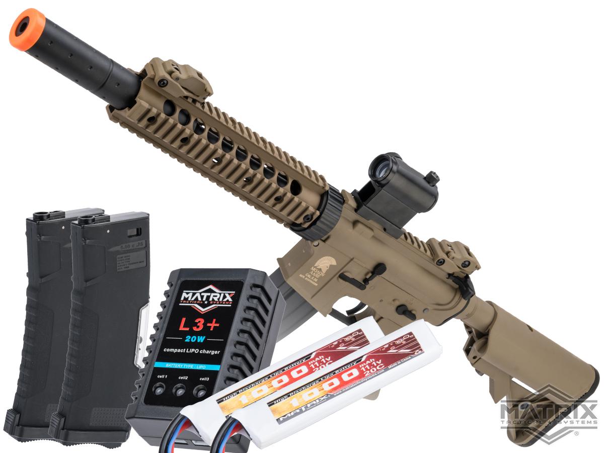 Matrix / S&T Sportsline M4 RIS Airsoft AEG Rifle w/ G3 Micro-Switch Gearbox (Model: Dark Earth CQB-R 9 / Go Airsoft Package)