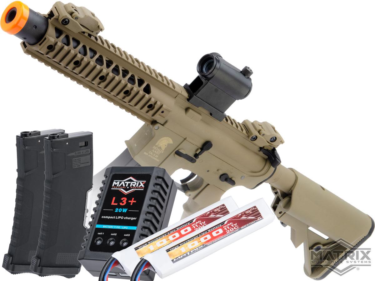 Matrix / S&T Sportsline M4 RIS Airsoft AEG Rifle w/ G3 Micro-Switch Gearbox (Model: Dark Earth M4 RIS 8 Stubby / Go Airsoft Package)