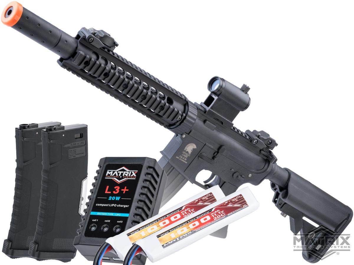 Matrix / S&T Sportsline M4 RIS Airsoft AEG Rifle w/ G3 Micro-Switch Gearbox (Model: Black CQB-R 9 / Go Airsoft Package)