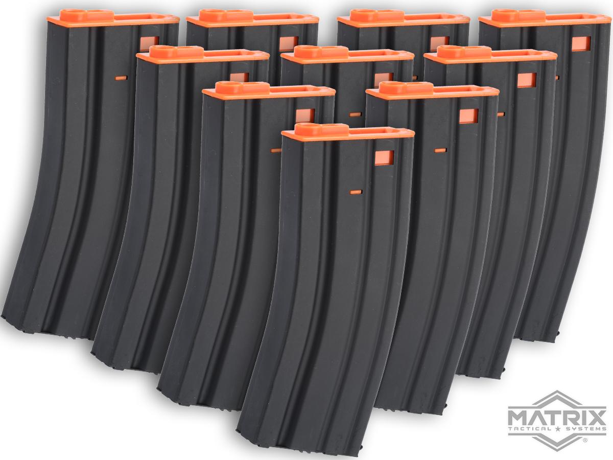 Matrix 300rd Metal Hi-Cap Magazine For M4 / M16 Series Airsoft AEG (Color: Orange / Set of 10)