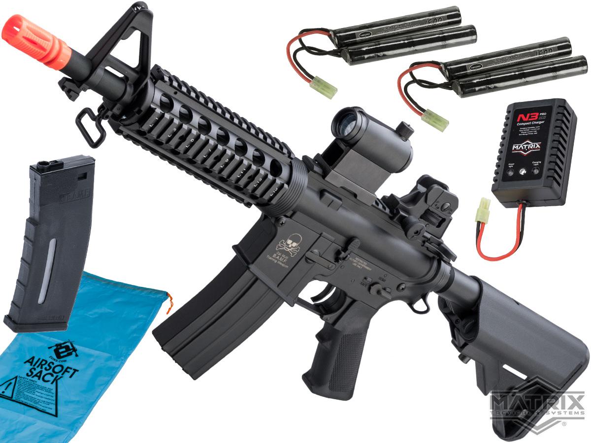 Matrix Full Size M4 BAMF Airsoft AEG w/ Metal Gearbox (Model: M4 CQB RIS / Black / 300 FPS / Go Airsoft Package)