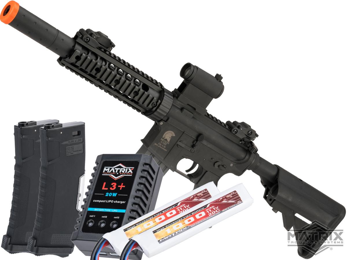Matrix / S&T Sportsline M4 RIS Airsoft AEG Rifle w/ G3 Micro-Switch Gearbox (Model: Black CQB-R 7 / Go Airsoft Package)