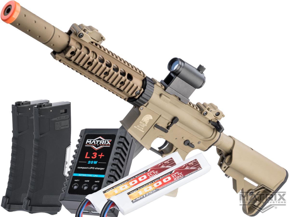 Matrix / S&T Sportsline M4 RIS Airsoft AEG Rifle w/ G3 Micro-Switch Gearbox (Model: Dark Earth CQB-R 7 / Go Airsoft Package)