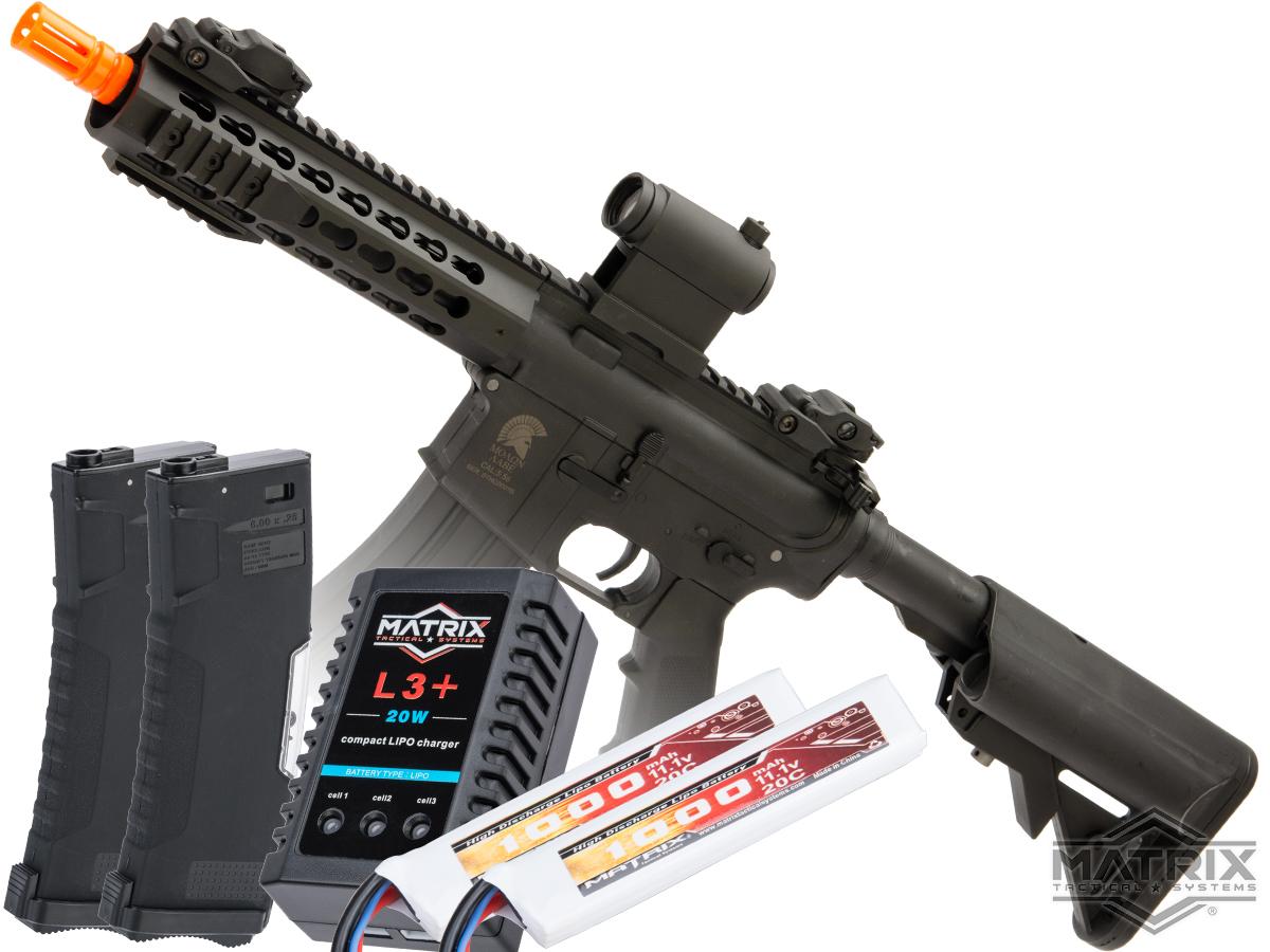 Matrix / S&T Sportsline M4 RIS Airsoft AEG Rifle w/ G3 Micro-Switch Gearbox (Model: Black Keymod 8 / Go Airsoft Package)