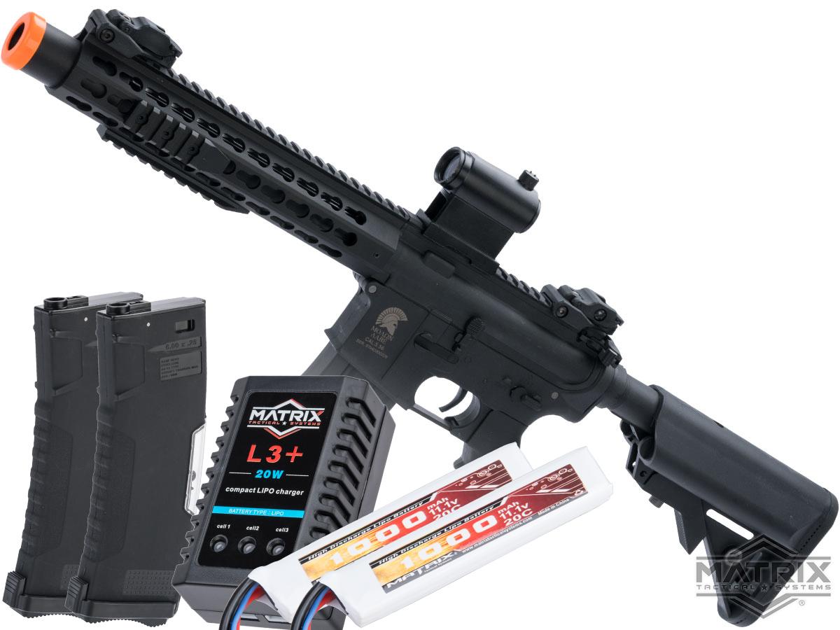 Matrix / S&T Sportsline M4 RIS Airsoft AEG Rifle w/ G3 Micro-Switch Gearbox (Model: Black Keymod 10 w/ Suppressor / Go Airsoft Package)