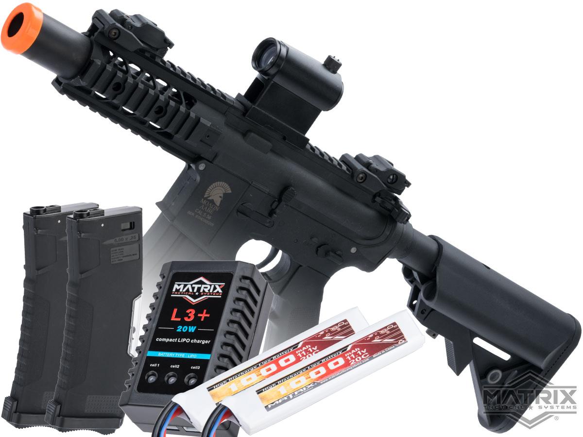 Matrix / S&T Sportsline M4 RIS Airsoft AEG Rifle w/ G3 Micro-Switch Gearbox (Model: Black Stubby 5 / Go Airsoft Package)
