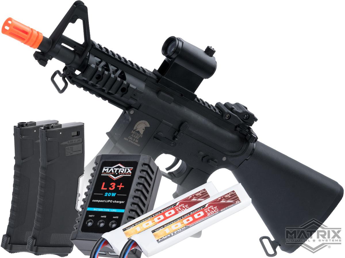 Matrix / S&T Sportsline M4 RIS Airsoft AEG Rifle w/ G3 Micro-Switch Gearbox (Model: Black Stubby 5 Fixed Stock / Go Airsoft Package)