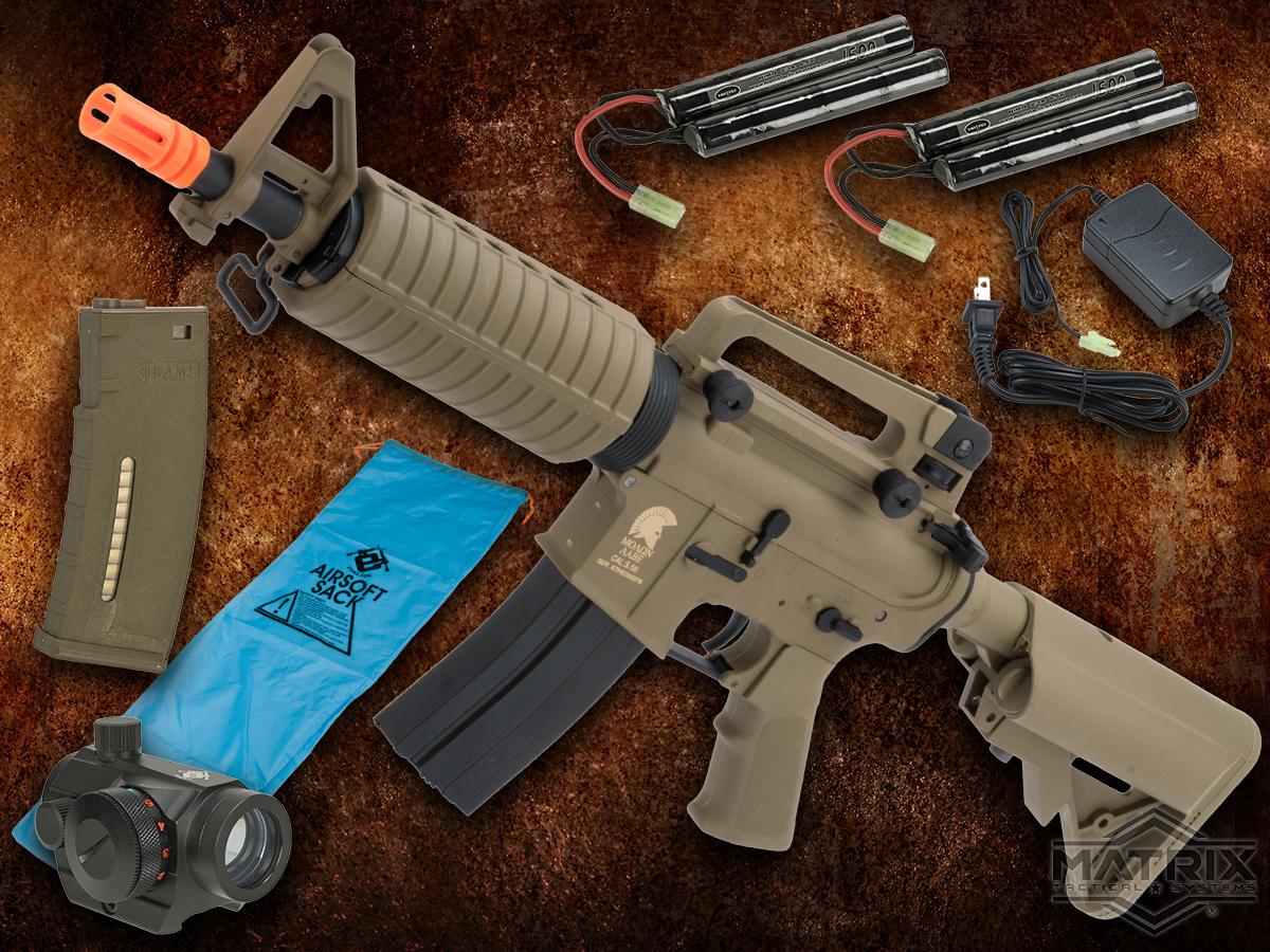 Matrix / S&T Sportsline M4 Airsoft AEG Rifle w/ G3 Micro-Switch Gearbox (Model: M4 CQB 350 FPS / Dark Earth / Go Airsoft Package)