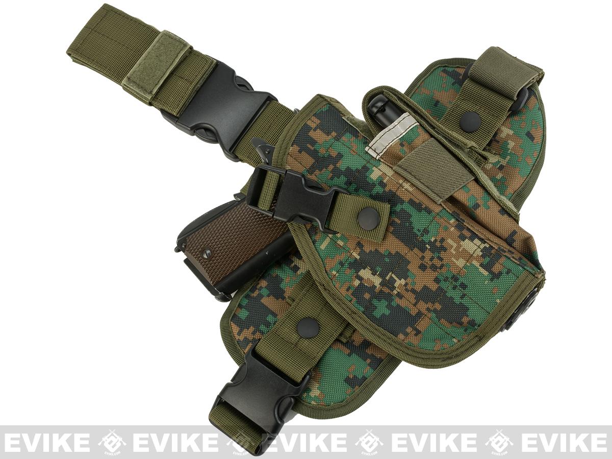 Matrix Special Forces Quick Draw Tactical Thigh Holster w/ Drop Leg Panel (Color: Woodland Marpat / Right)