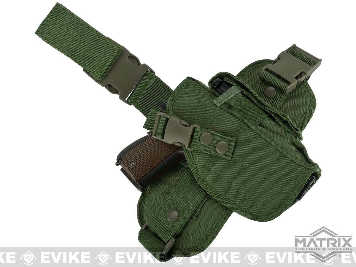 Matrix Special Force Quick Draw Tactical Thigh Holster w/ Drop Leg Panel (Color: OD Green / Right)