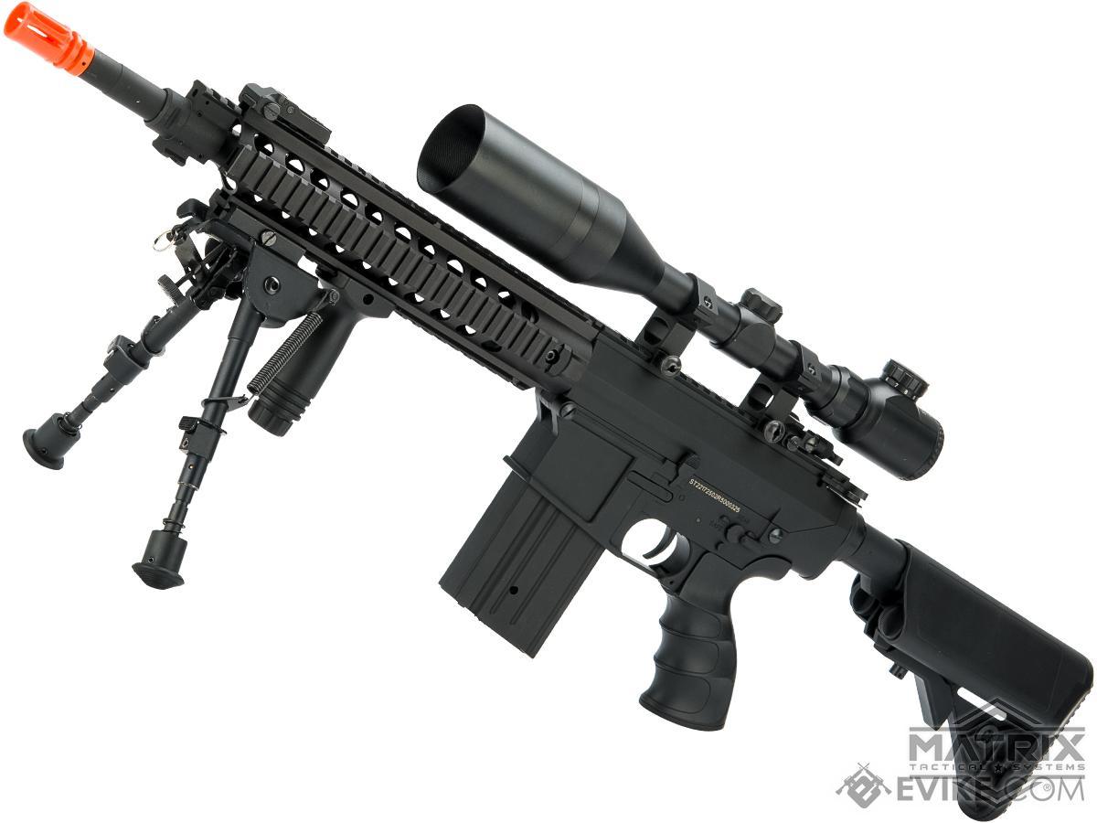 Matrix Full Size SR25-K Precision Rifle Airsoft AEG (Model: Polymer Receiver / Black)