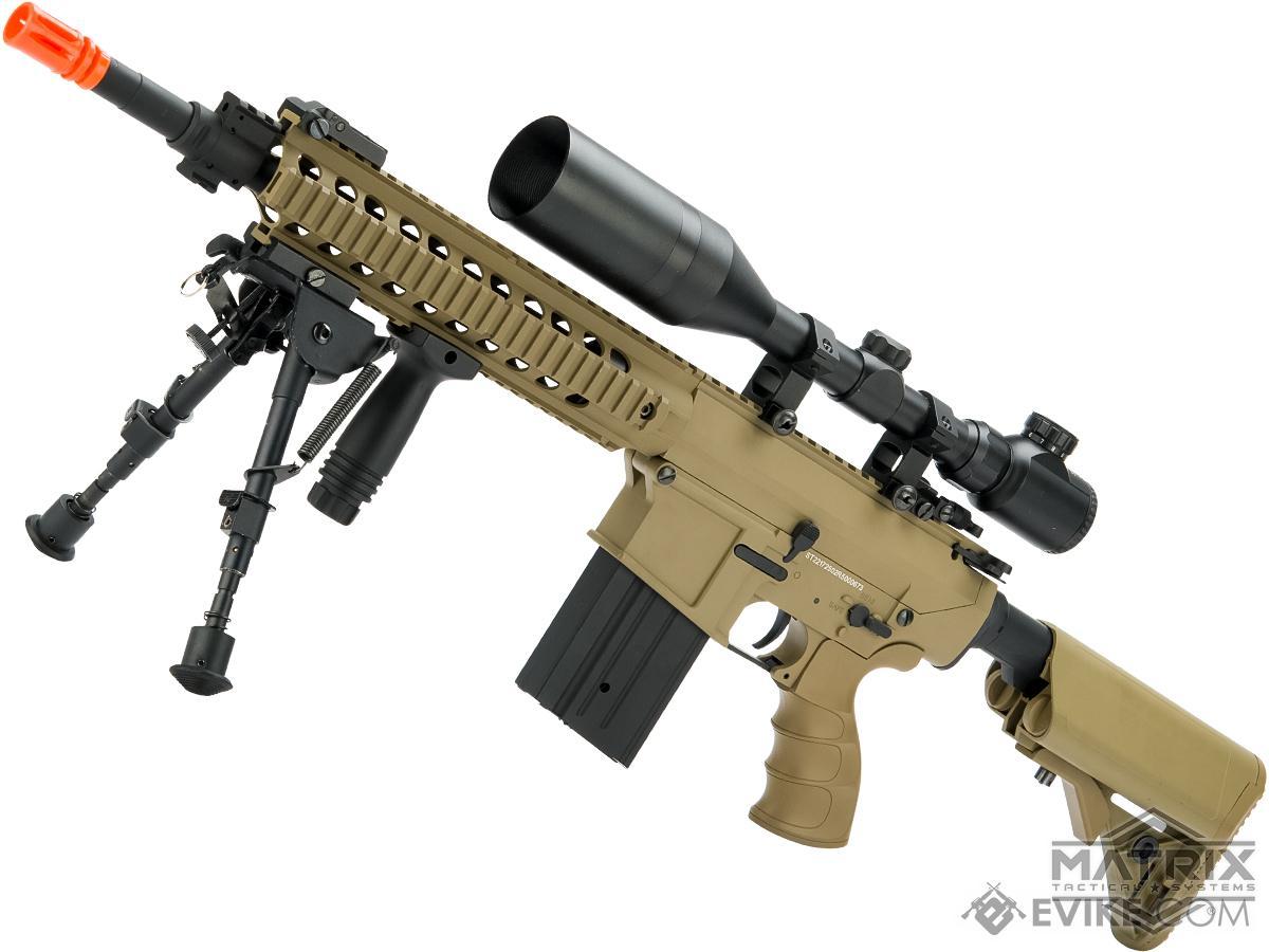 Matrix Full Size SR25-K Precision Rifle Airsoft AEG (Model: Metal Receiver / Tan)