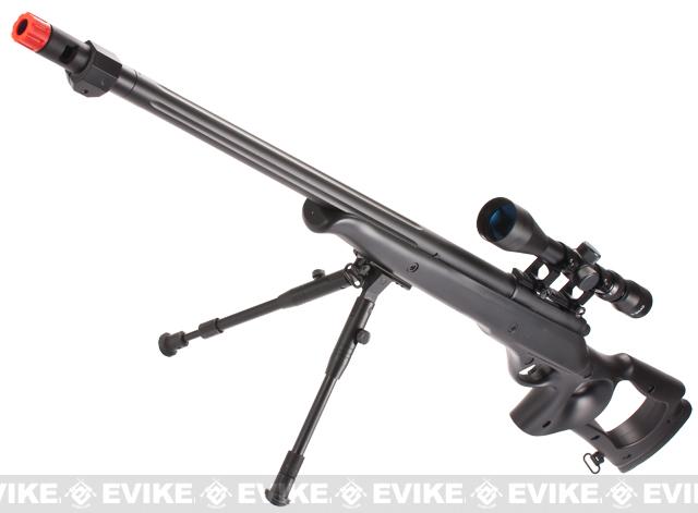 Matrix VSR10 MB09 Airsoft Bolt Action Sniper Rifle by WELL (Color: Black + Scope and Bipod)