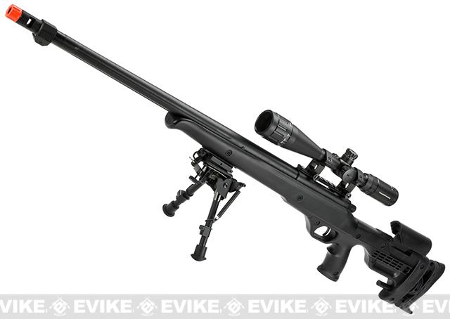 Matrix Custom VSR10 MB12 Airsoft Bolt Action Sniper Rifle by WELL (Package: Black + Bipod)