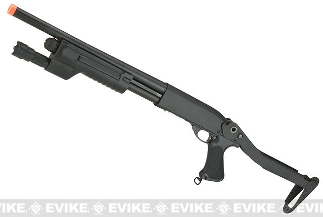 Matrix Full Metal Pump Action Airsoft Shotgun  (Version: CQB Length with Top Folding Stock and Weapon Light)
